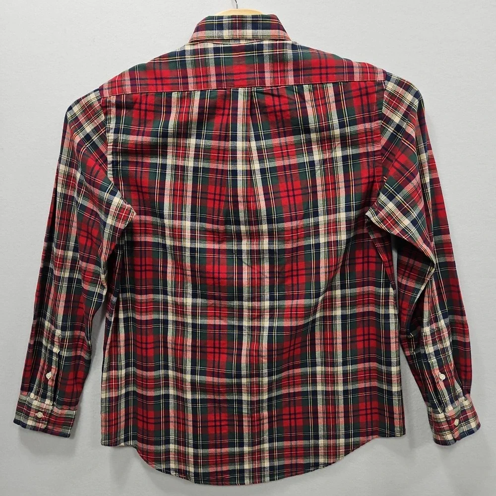 Polo Ralph Lauren Classic Fit Plaid Oxford Button Down Shirt Red Green Mens L